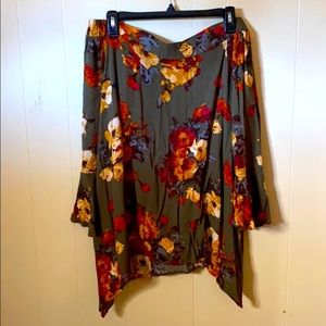 Floral off the shoulder mid sleeve blouse